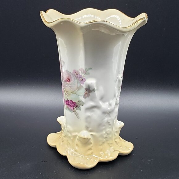 Old Foley by James Kent Yellow White Pink Rose Bouquet Ceramic Vase - Picture 12 of 13